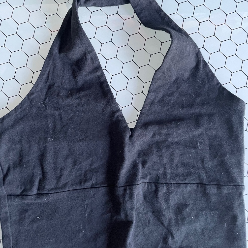 black halter crop top